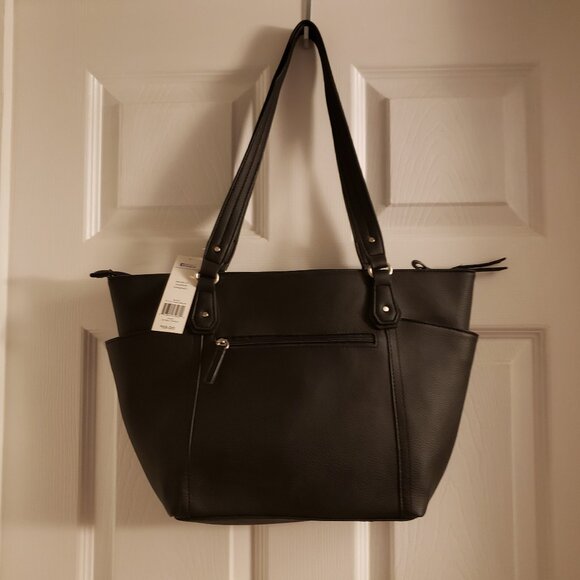 Rosetti Bags Black Double Handle Bag Purse Silvertone Pocket Zipper Closure NWT - Picture 2 of 15